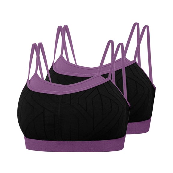 Fatuov Women's Plus Size Exercise Bras Wireless Soft Tank Top Bra for Running, High Impact Seamless, 2-Pack