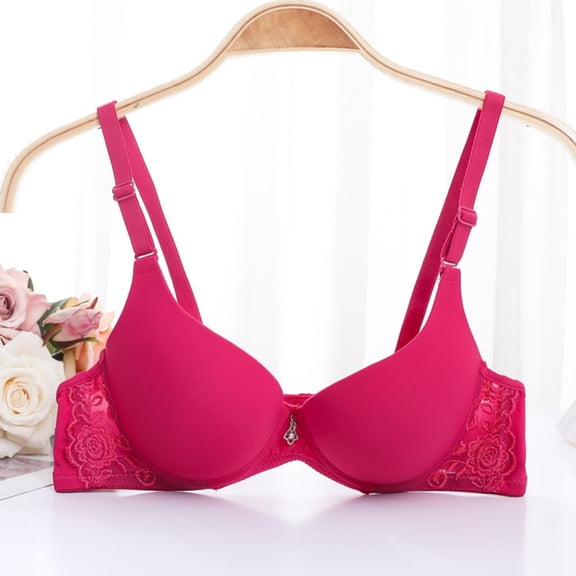 Fatuov Women's Push Up Bra with Underwire Soft Daily Bra for Travel, Solid Color Full Coverage Supportive Lightly Lined Bra 32A, Wine