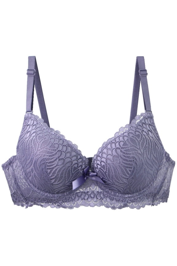 Women's Push Up Underwire Bra Full Coverage Comfort Bra for Running, Supportive Solid Color Lightly Lined Bra 36B, Purple