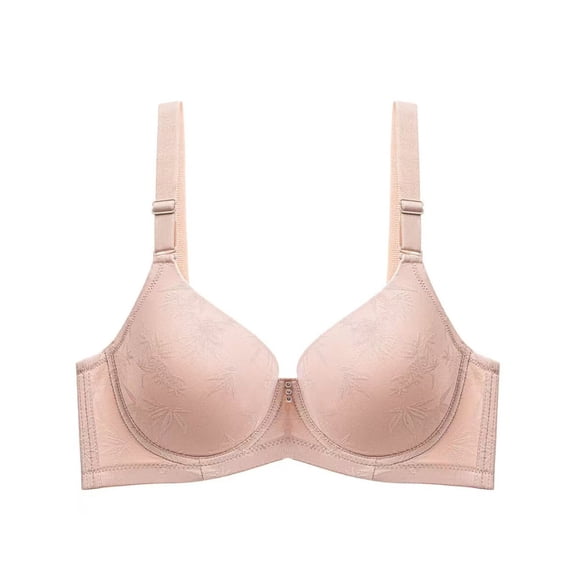 Fatuov Women's Push Up Underwire Bra Supportive Full Coverage Soft Everyday Bra for Gift, Solid Color Lightly Lined Bra 36D, Beige