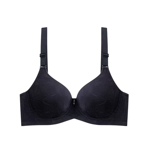 Fatuov Women's Push Up Underwire Bra Supportive Full Coverage Soft Everyday Bra for Gift, Solid Color Lightly Lined Bra 36D, Black