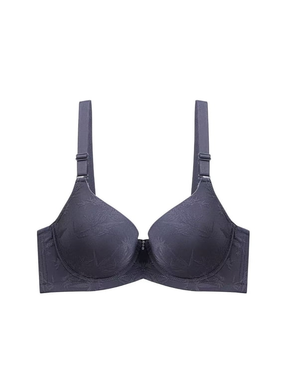 Women's Push Up Underwire Bra Supportive Full Coverage Soft Everyday Bra for Gift, Solid Color Lightly Lined Bra 36D, Gray