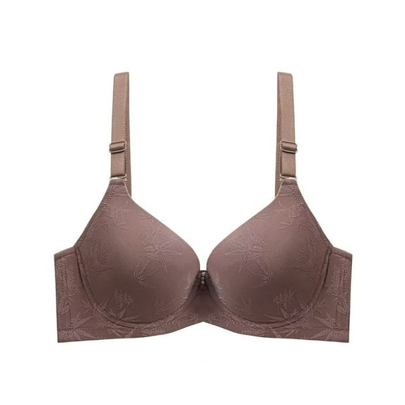 Fatuov Women's Push Up Underwire Bra Supportive Full Coverage Soft Everyday Bra for Gift, Solid Color Lightly Lined Bra 38D, Coffee