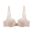 thumbnail image 1 of Fatuov Women's Push Up Underwire Bra Supportive Full Coverage Soft Everyday Bra for Gift, Solid Color Lightly Lined Bra 40B, Beige, 1 of 4