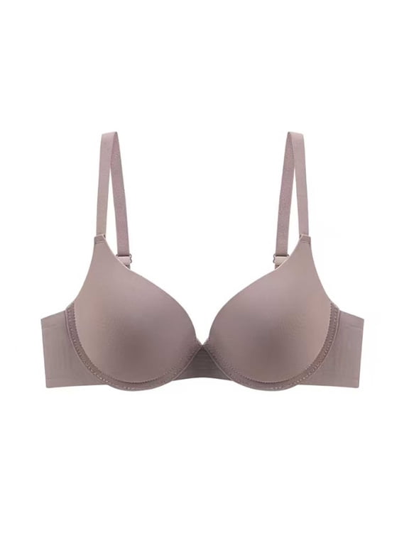 Women's Push Up Underwire Bra Supportive Full Coverage Soft Everyday Bra for Gift, Solid Color Lightly Lined Bra 40B, Dark Gray