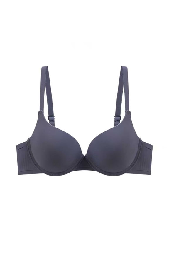 Women's Push Up Underwire Bra Supportive Full Coverage Soft Everyday Bra for Gift, Solid Color Lightly Lined Bra 40B, Gray