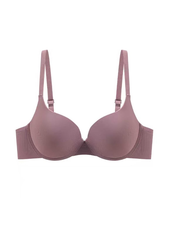 Women's Push Up Underwire Bra Supportive Full Coverage Soft Everyday Bra for Gift, Solid Color Lightly Lined Bra 40B, Pink