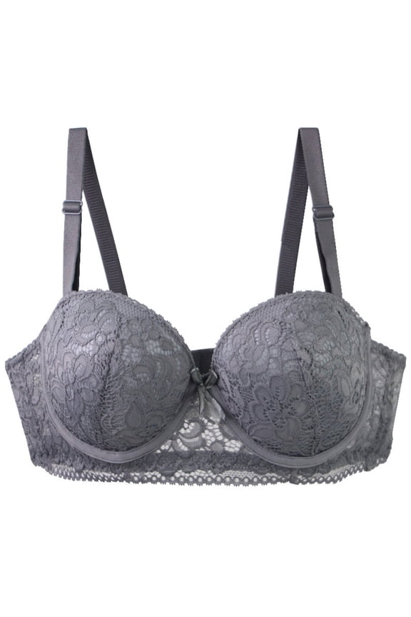 Women's Push Up Wire Bra Supportive Breathable Everyday Bra for Vacation, Solid Color Full Coverage Lightly Lined Bra 38C, Silver