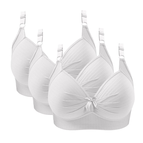 Fatuov Women's Wirefree Bras Plus Size Full Coverage Everyday Comfort Bras for Casual Push Up Seamless Breathable T-Shirt Bras, 3-Pack, White, 46B