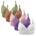 thumbnail image 1 of Fatuov Women's Wireless Bras Plus Size Seamless Push Up Full Coverage Everyday Comfort Bras for Travel Soft T-Shirt Bras, 5-Pack, Green, 38B, 1 of 5