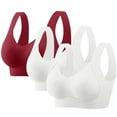 thumbnail image 1 of Fatuov Women's Wireless Bras Seamless Soft Everyday Bras for Work Full Coverage Push Up Plus Size Bralette, 3-Pack, Red, 46C, 1 of 5