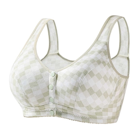 Fatuov Womens Bra Front Closure Push Up Comfortable Wirefree Bra for Lounge Full Coverage Breathable Daily Wear Bra, One-Handed Use, Underwear 38B