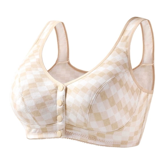 Fatuov Womens Bra Front Closure Push Up Comfortable Wirefree Bra for Lounge Full Coverage Breathable Daily Wear Bra, One-Handed Use, Underwear 44B
