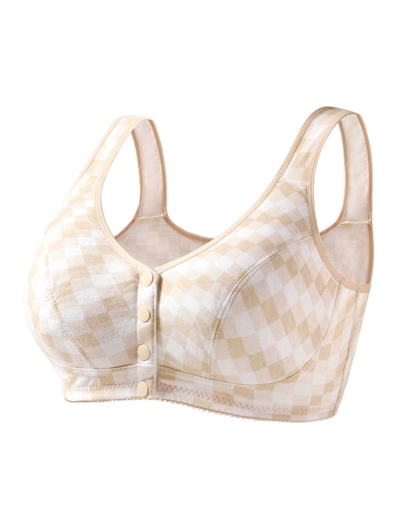 Womens Bra Front Closure Push Up Comfortable Wirefree Bra for Lounge Full Coverage Breathable Daily Wear Bra, One-Handed Use, Underwear 46B