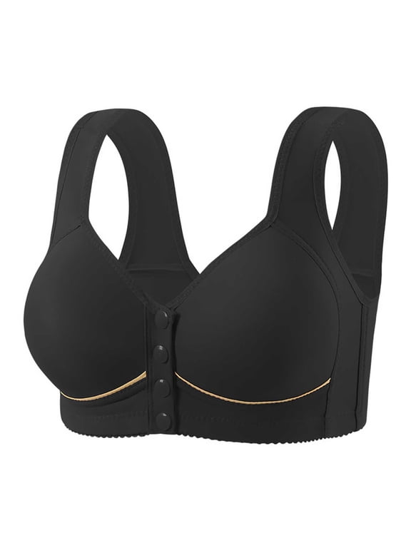 Womens Bra Wireless Breathable Comfortable Front Closure Bra for Lounge Push Up Full Coverage Light Support Bra, Convenient Fastening, Underwear 42A