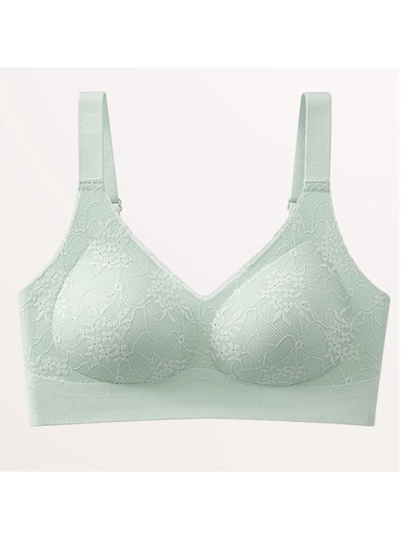 Womens Breathable Bra Full Coverage Seamless Lightly Lined Supportive No Underwire Bralette Push Up Comfort Daily Wear Bra 36A, Mint Green