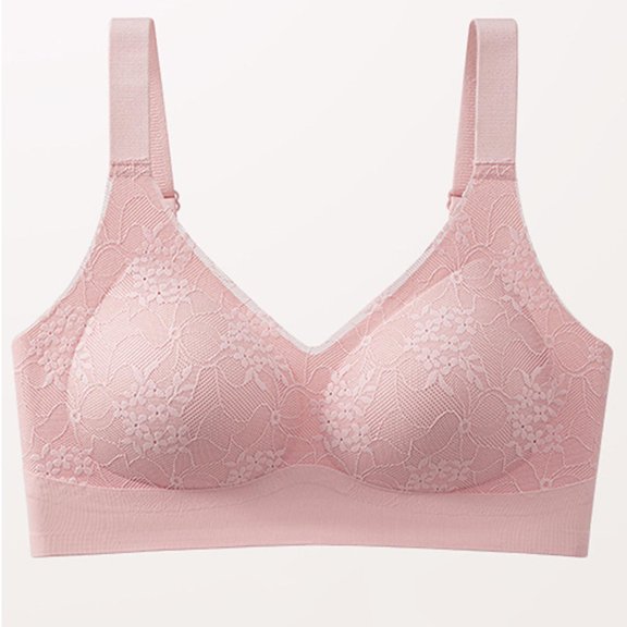 Fatuov Womens Breathable Bra Full Coverage Seamless Lightly Lined Supportive No Underwire Bralette Push Up Comfort Daily Wear Bra 40A, Pink