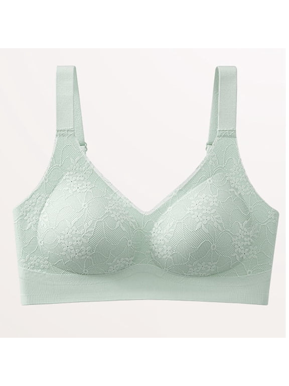 Womens Breathable Bra Full Coverage Seamless Lightly Lined Supportive No Underwire Bralette Push Up Comfort Daily Wear Bra 42A, Mint Green