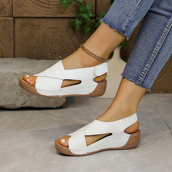 Fatuov Womens Fashion Wedge Sandals Platform Sandals Plus Size Open Toe Comfortable Daily Wear Sandals 7