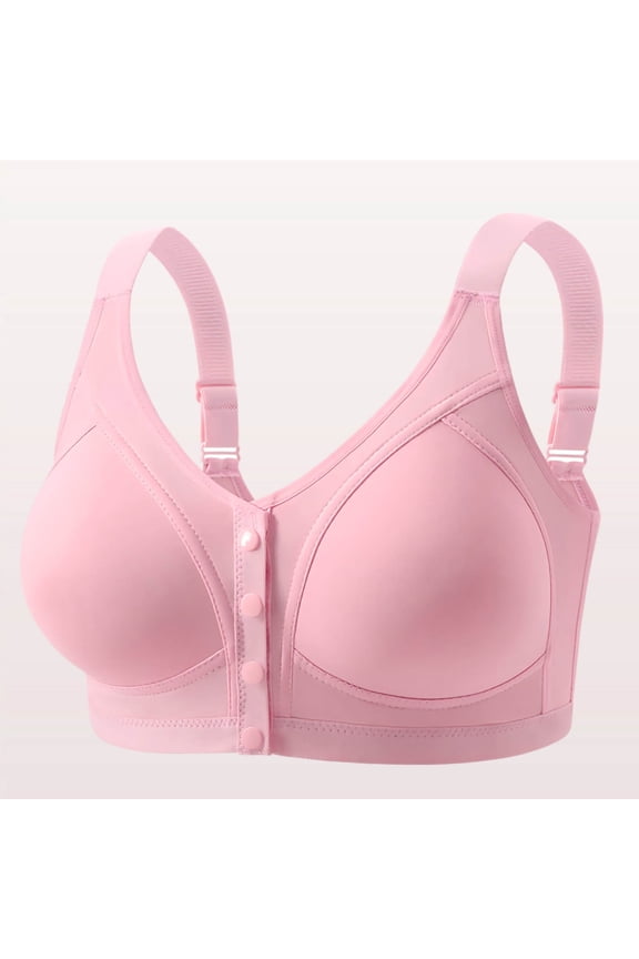 Womens Front Close Bralette Comfortable No Underwire Bra for Lounge Push Up Breathable Full Coverage Light Support Bra, One-Handed Use, Underwear 40B