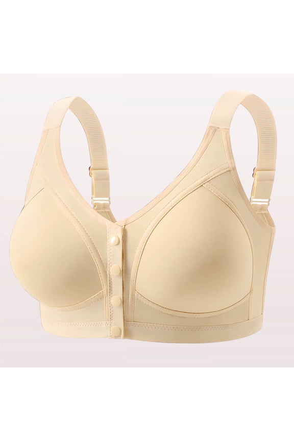 Womens Front Close Bralette Comfortable No Underwire Bra for Lounge Push Up Breathable Full Coverage Light Support Bra, One-Handed Use, Underwear 42B