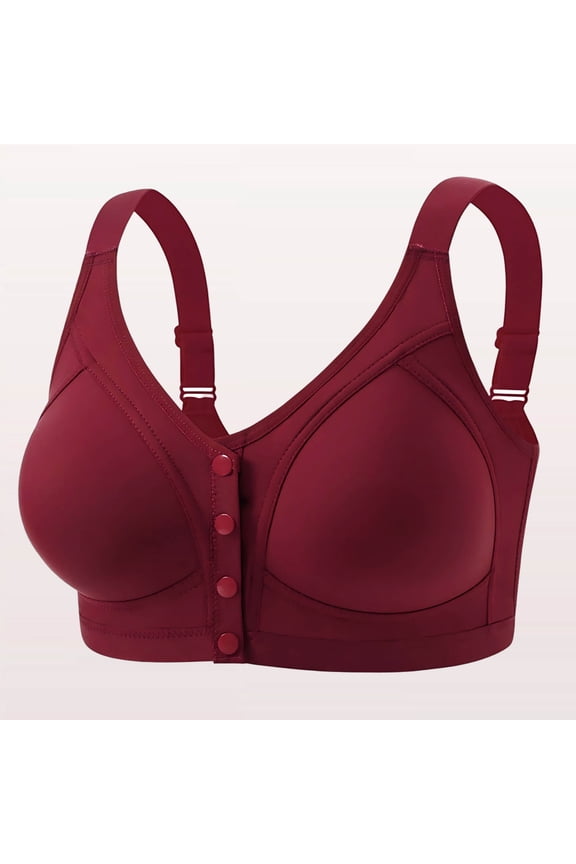 Womens Front Close Bralette Comfortable No Underwire Bra for Lounge Push Up Breathable Full Coverage Light Support Bra, One-Handed Use, Underwear 42B