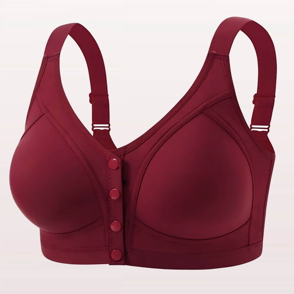 Fatuov Womens Front Close Bralette Comfortable No Underwire Bra for Lounge Push Up Breathable Full Coverage Light Support Bra, One-Handed Use, Underwear 46B