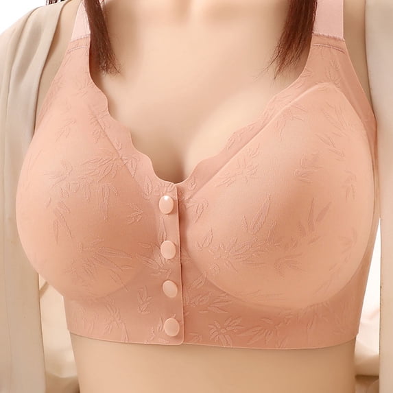 Fatuov Womens Front Closure Bra Light Support Comfortable Wireless Bra for Lounge Push Up Full Coverage Breathable Bra, All-Day Wear, Underwear 36A