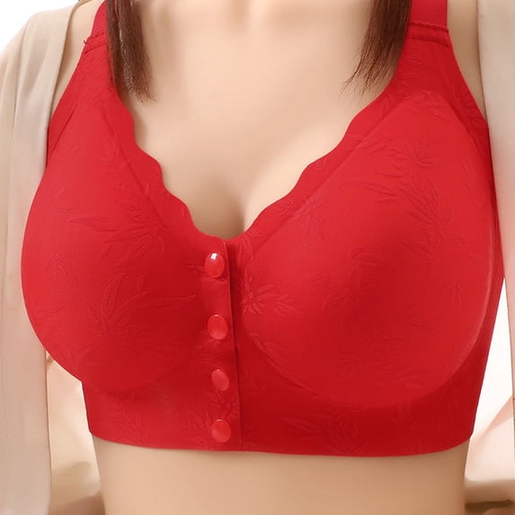 Fatuov Womens Front Closure Bra Light Support Comfortable Wireless Bra for Lounge Push Up Full Coverage Breathable Bra, All-Day Wear, Underwear 42A