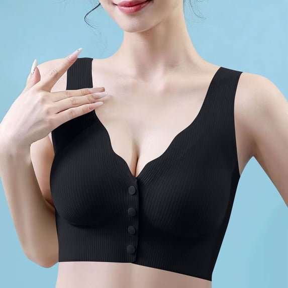 Fatuov Womens Front Closure Bra Push Up Soft No Underwire Bra for Sleep Full Coverage Breathable Bra, All-Day Wear, Underwear 36A
