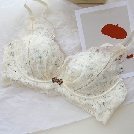 Fatuov Womens Wireless Bra Lace Breathable Bra for Daily Use Solid Color Everyday Bra L