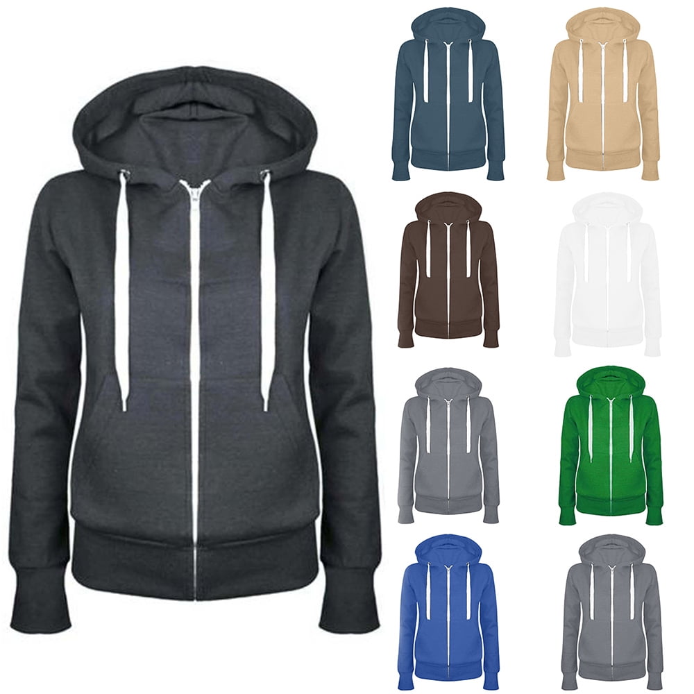 Fatuov Womens Zip Up Hoodie with Pocket Fall Outfits Casual Hooded