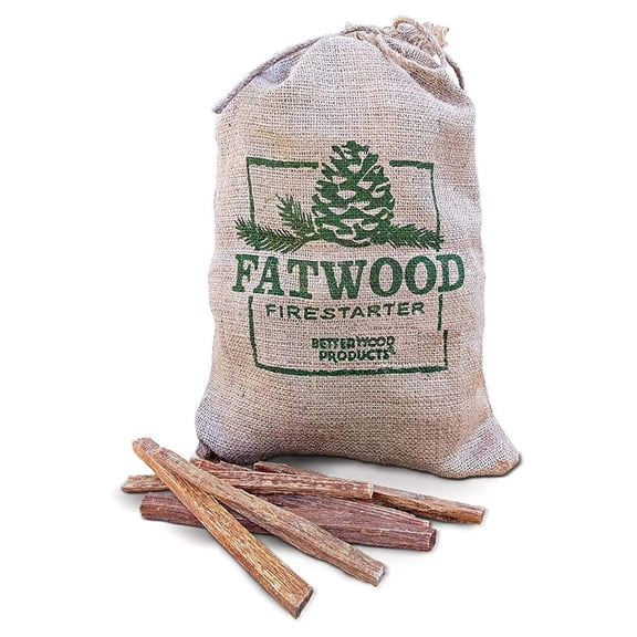 Fatwood Burlap Bag 8lb - Natural Fire Starter - Pine Resin Wood - Camping & Emergency Survival - Wood Stove Kindling - Outdoor Wood Fuel