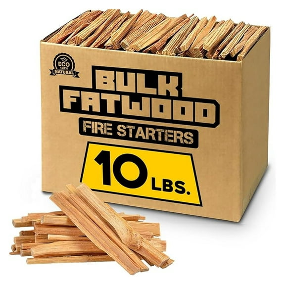 Fatwood Fire Starter Kindling - 10lb Box - 100% Natural Firewood Sticks for Wood Stoves, Campfires, Fireplaces - Easy Light, Long-Lasting, Eco-Friendly