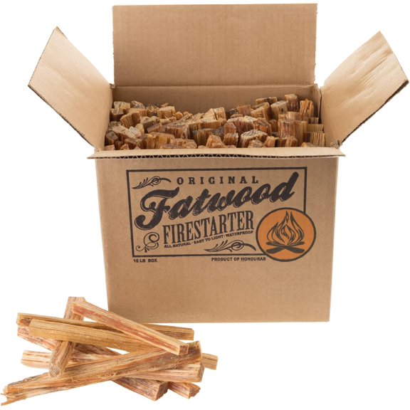 Fatwood Fire Starter Sticks 10lb Box - Indoor or Outdoor 100% All Natural Pine Fire Starters for Campfires, Fireplace, Firepit, Wood Stove, or BBQ Grill - Kindling Wood Firewood Lighter by