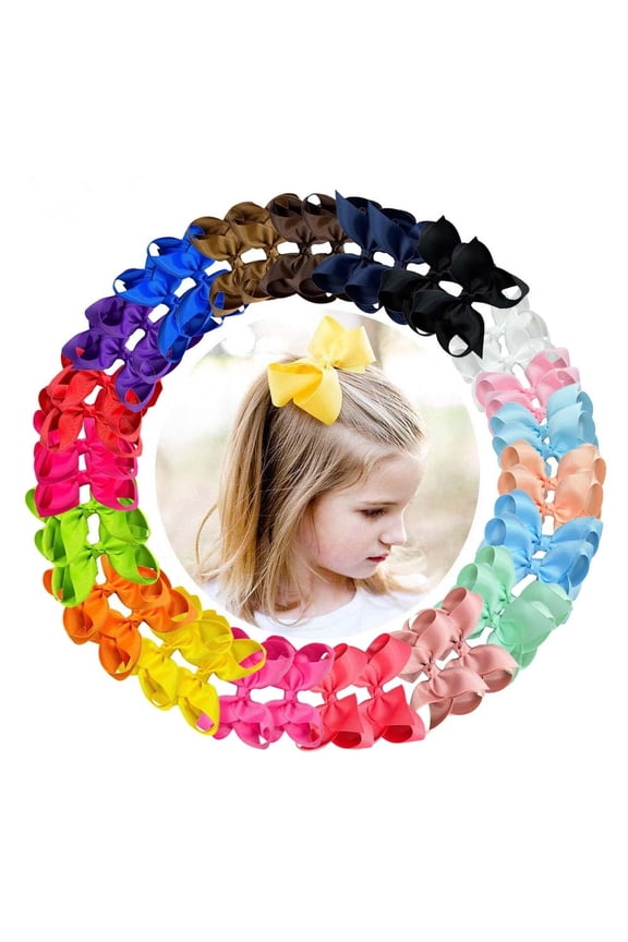 40pcs 3" Hair Bows for Girls, Grosgrain Ribbon Bows Alligator Clips, Cute Hair Accessories for Baby Toddlers Kids