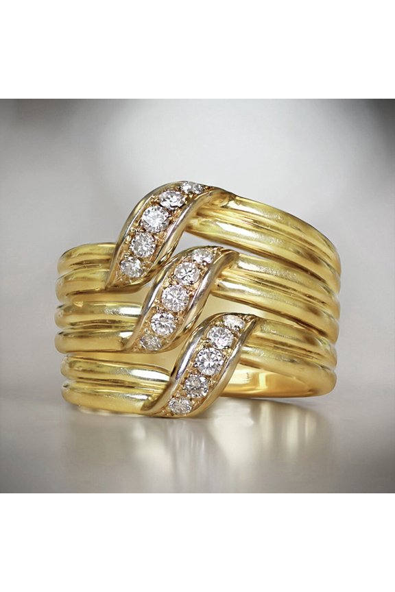 925 Sterling Silver Shining Line Multi-Layered Banquet Ring Gemstone Eternity Ring Gold X Criss Cross Ring Cubic Zirconia Promise Rings CZ Cross Knot Ring Engagement Wedding Ring for Women