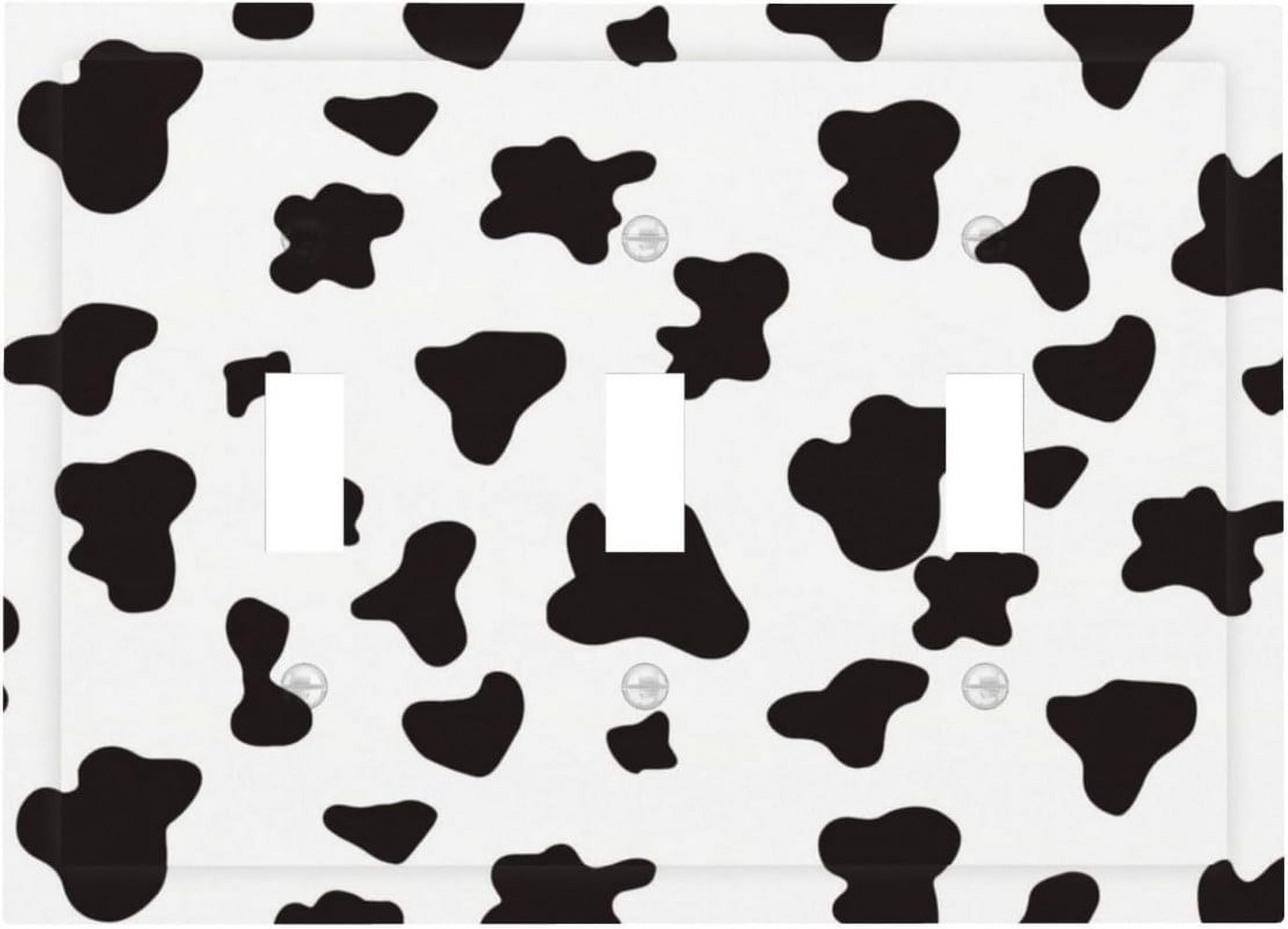 Cow Toggle Faty-T Black Cow Print 3-Gang Toggle Light Switch Plastic Decorative ...