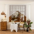 thumbnail image 1 of Faty-T Boho Crochet Swag Curtain Valance with Tassels, Lace Floral Embroidered Semi Sheer Kitchen Valance Rod Pocket Vintage Window Treatments for Living Room Farmhouse Bathroom, 1 of 6