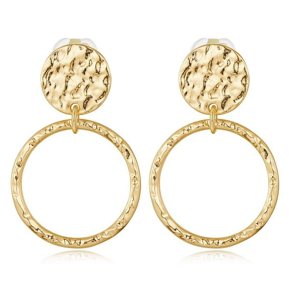 Faty-T Boho Hammered Dangling Earrings for Women Modern Statement Finish Dangle Drop Earrings Jewelry