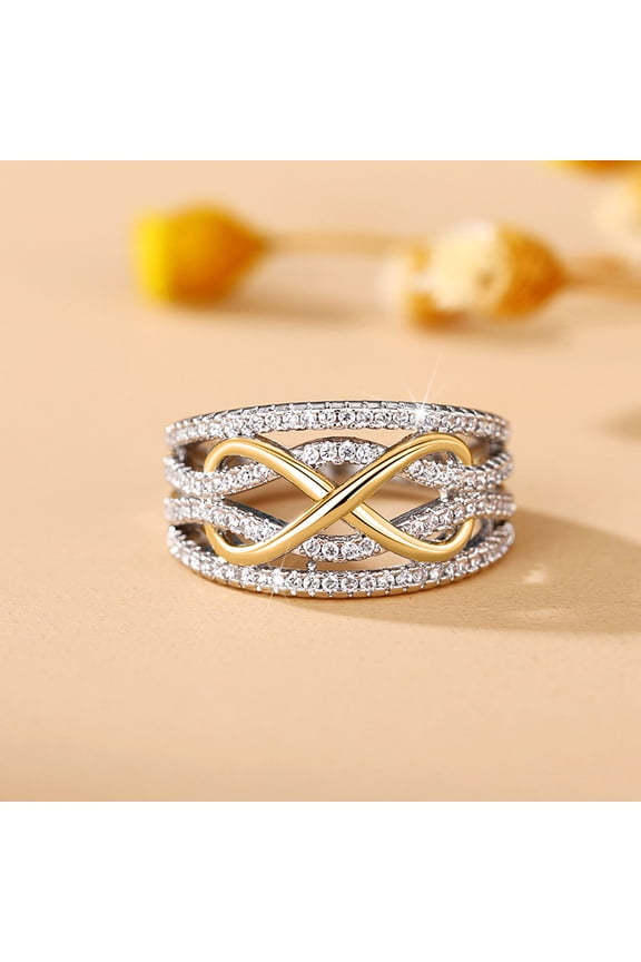 Chic Infinity Rings Micro Paved Zirconia Promise Ring for Women Daily Casual Party Wear Valentine's Day Gift
