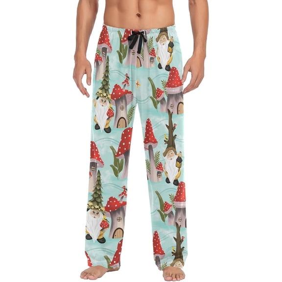 Faty-T Christmas Snowflakes Gnome Pajama Pants Winter Light Men's Pajama Bottoms Lounge Sleepwear PJs Sleep Pants