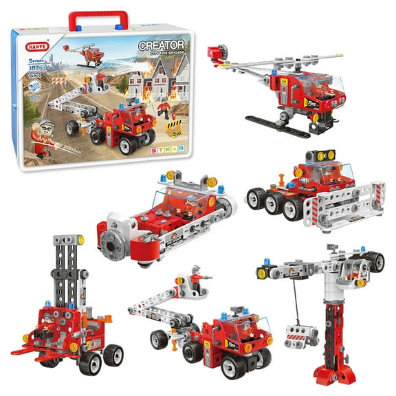 Faty-T City Fire Brigade Building Block Set for Kids,187Pcs STEM Building Toys for Boys Girls 4-6 5-7 8-12 Year Old,Creative Fire Rescue Team Educational Engineering Kit