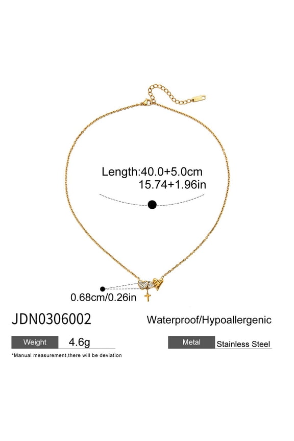 Cross Necklace for Women Non Tarnish Chunky Heart Necklace Dainty Christian CZ Necklaces Easter Gifts for Her Faith Catholic Jewelry