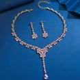 thumbnail image 1 of Faty-T Crystal Bridal Bridesmaid Jewelry Set, Elegant Flower Cluster Water Drop Statement Necklace Dangle Earrings Set for Women, 1 of 5