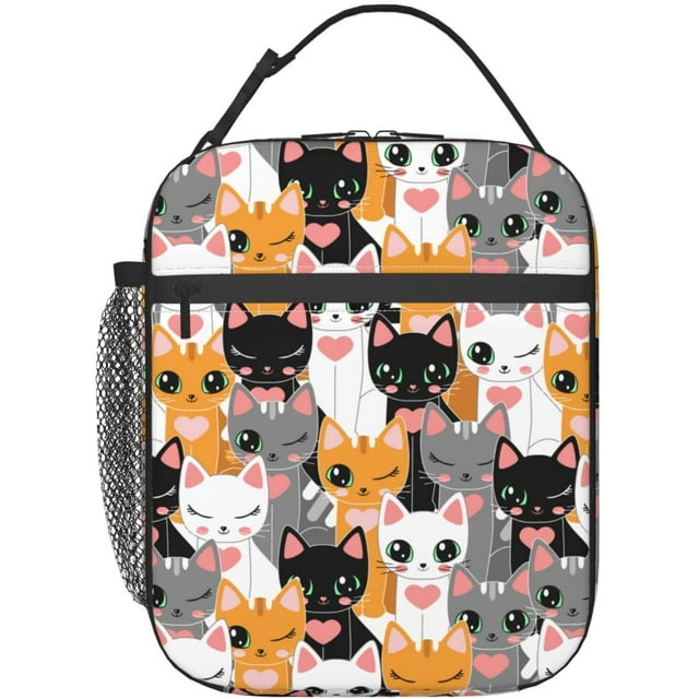 FatyT Cute Cat Portable Lunch Box For Boys And Girls,Lunch Bag Tote