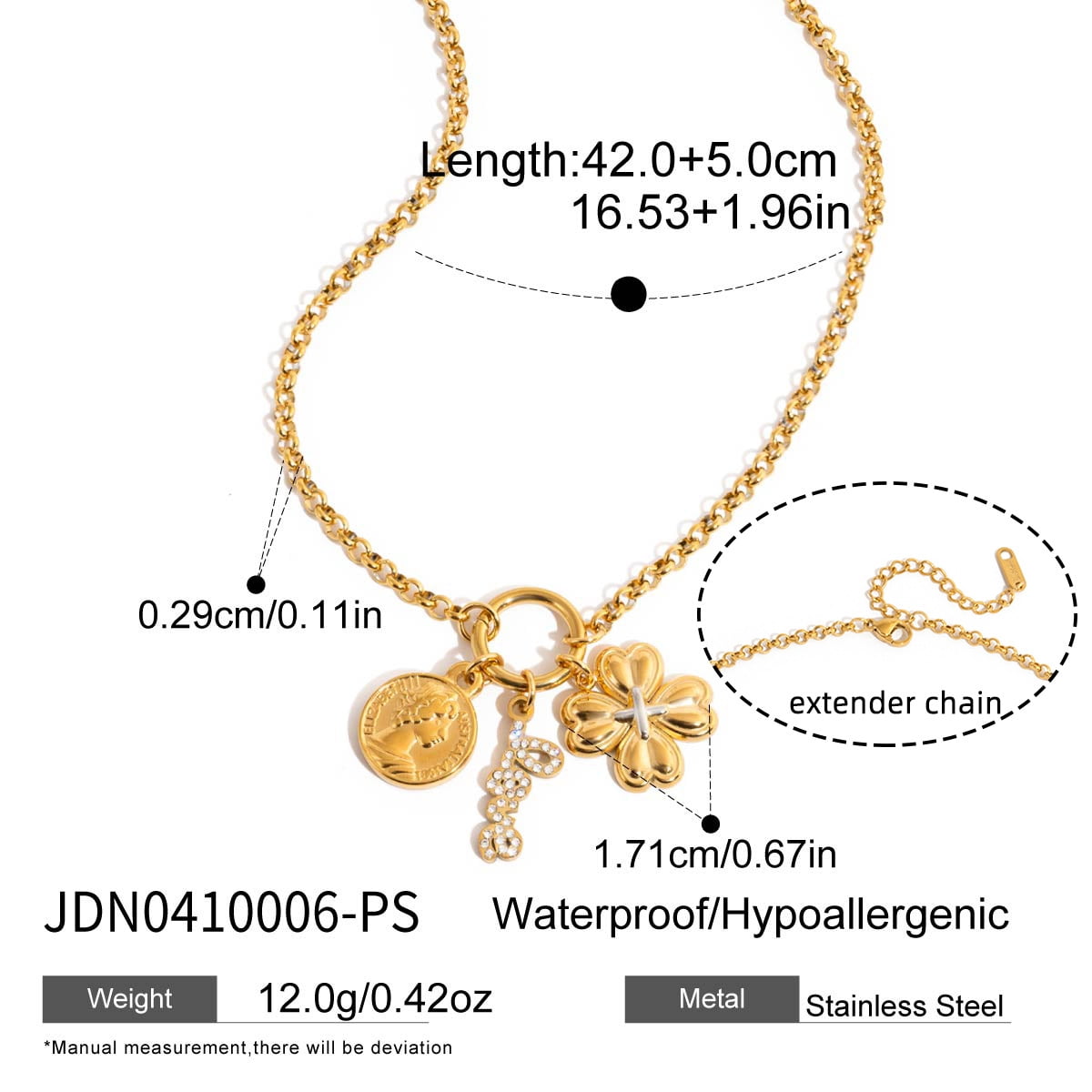 Faty-T Dainty Clover Choker Necklace for Women 18K Gold Plated Lucky ...