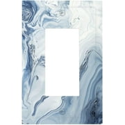 Faty-T Decorative Outlet Covers Blue Marble Pattern Single Rocker / 5 X 3 IN Light Switch Cover Plate Wall Plates GFCI Faceplate for living Room Bedroom Decor