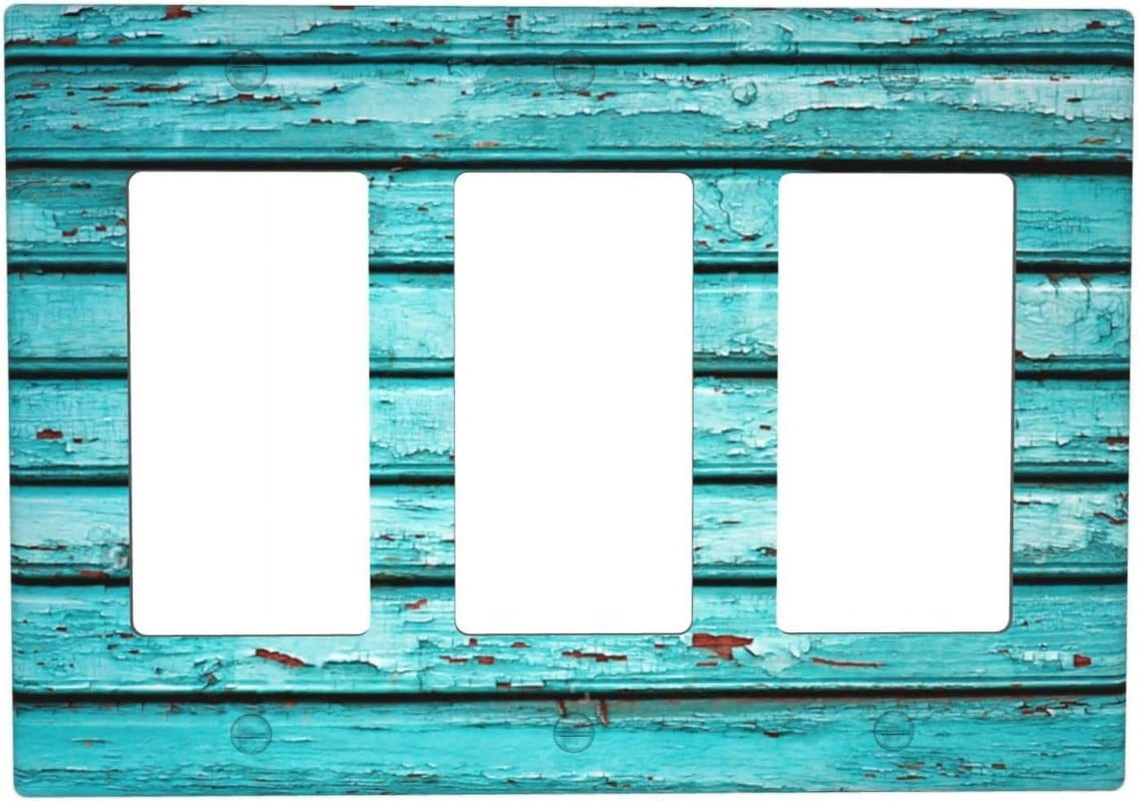 Faty-T Farmhouse Wood Print Triple Rocker Decorative Electrical ...