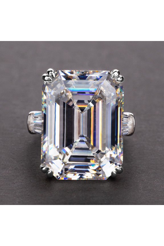 Fashion Jewelry 925 Sterling Silver Perfect Square Cut Rectangle CZ Engagement Ring Jewelry Ladies Ring Square Crystal Engagement Ring Cubic Zirconia Promise Aura Ring